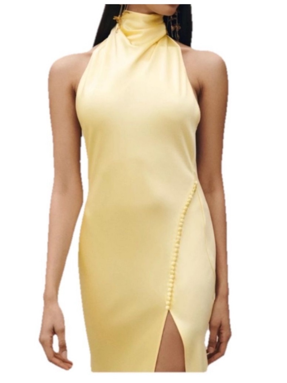 SAU Lee Penelope Satin Gown Maxi Dress in Popcorn Yellow size 10 - Picture 2 of 10